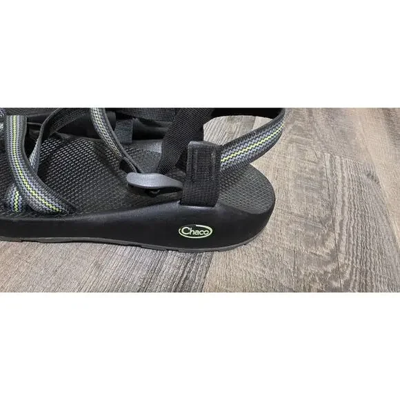 Chacos Mens Z1 Outdoor Sandal Adjustable Double Strapped Gray/Lime Green 13 - Picture 3 of 11